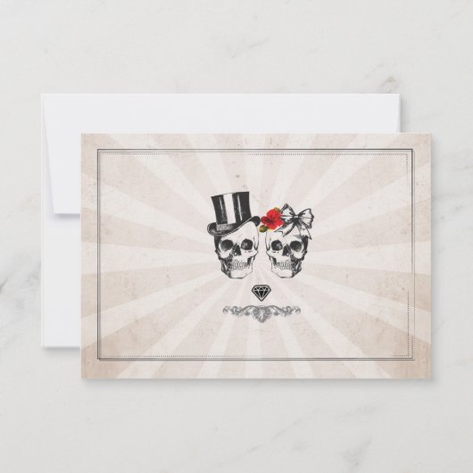 Skulls Wedding RSVP Rozen Robuuste Kaarten (Achterkant)