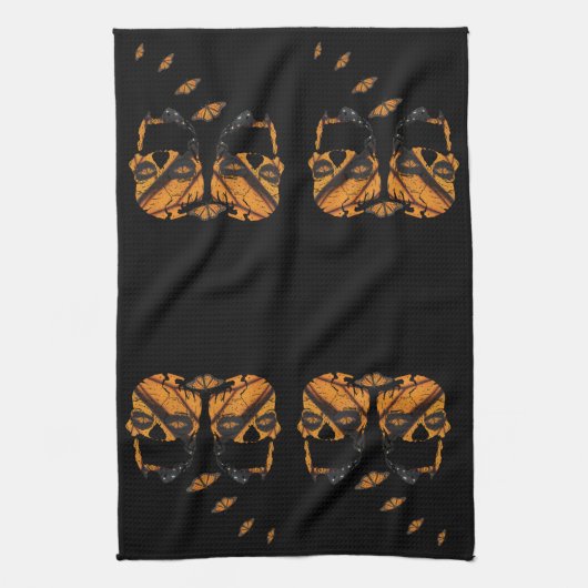 Skulls Wings of Butterflys Theedoek (Verticaal)