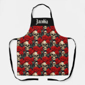 Skulls with Red and Black Roses Schort (Voorkant)