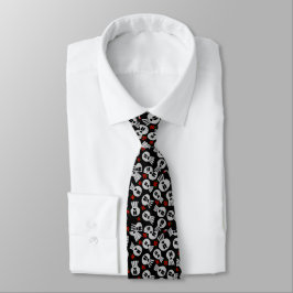 Skulls with red flowers - tie -corbata stropdas