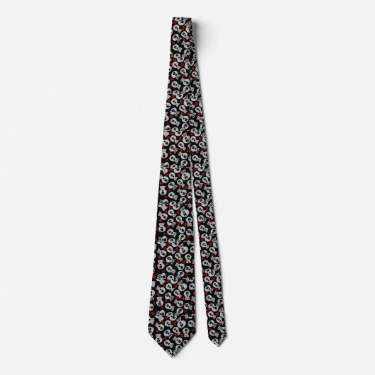 Skulls with red flowers - tie -corbata stropdas (Voorkant)
