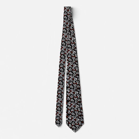 Skulls with red flowers - tie -corbata stropdas (Achterkant)