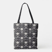 Skulls Zwart en Grijs Canvas tas (Achterkant)