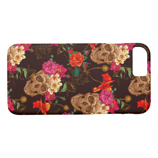Skulls'n Rozen Pattern Case-Mate iPhone Case (Achterkant (Horizontaal))