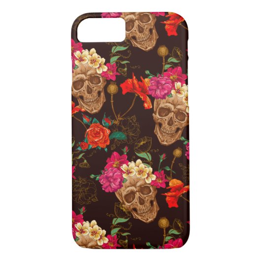 Skulls'n Rozen Pattern Case-Mate iPhone Case (Achterkant)