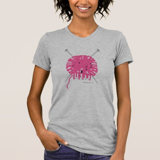 Skully Knitter T-shirt - Roze (Voorkant)