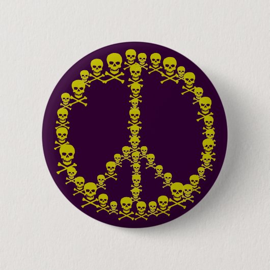Skully Peace Sign Ronde Button 5,7 Cm (Voorkant)