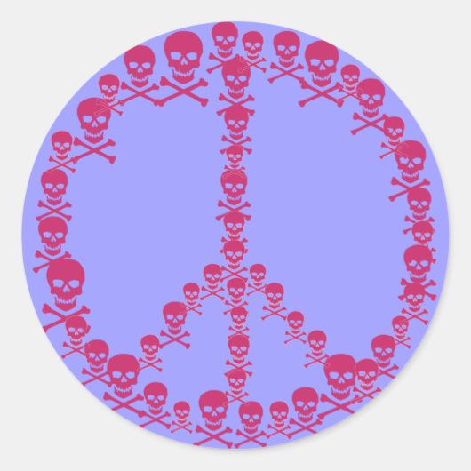 Skully Peace Sign Ronde Sticker (Voorkant)