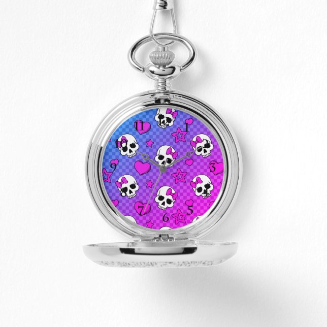 Skully Pop Kawaii Horloge (Voorkant)
