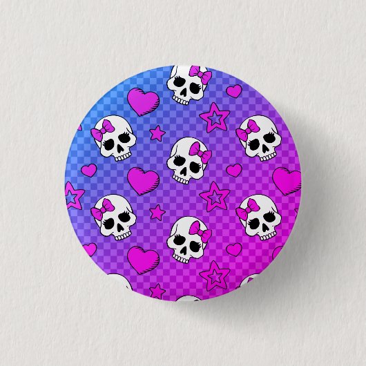 Skully Pop Kawaii Ronde Button 3,2 Cm (Voorkant)