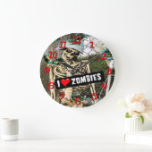 Skully skelet houdt van zombies wall klok. grote klok (Huis)