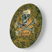 Skully skeleton geeft nooit piratenmuurklok over. grote klok (Hoek)