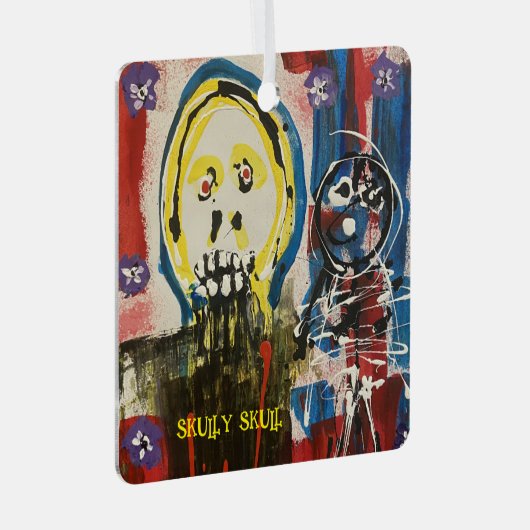 Skully Skull Metal Car Ornament (Voorkant Rechts)