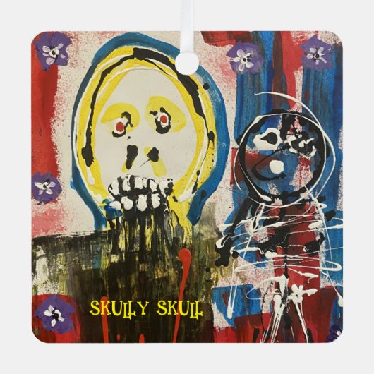 Skully Skull Metal Car Ornament (Voorkant)