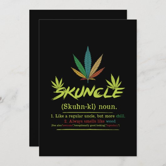 Skuncle Definition Weed Roking Oom Funny Stoner Kaart (Voorkant / Achterkant)
