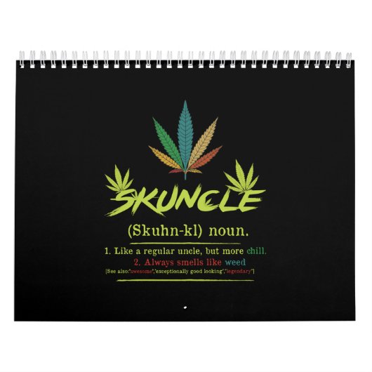 Skuncle Definition Weed Roking Oom Funny Stoner Kalender (Hoes)