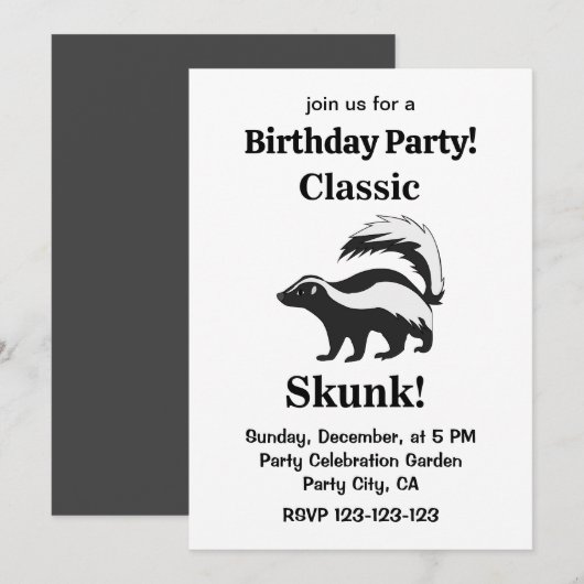 Skunk Animal Funny Birthday Kaart (Voorkant / Achterkant)