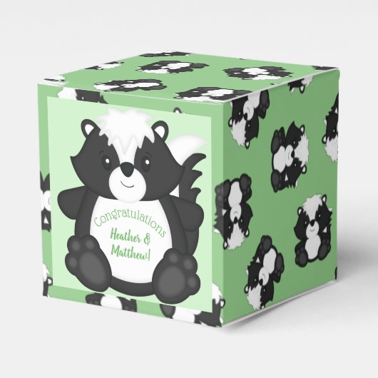 Skunk Baby shower Green Bedankdoosjes (Voorkant Zijde)