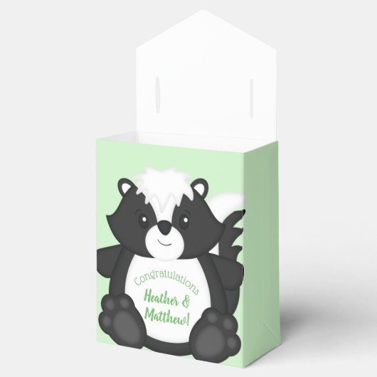Skunk Baby shower Green Bedankdoosjes (Geopend)