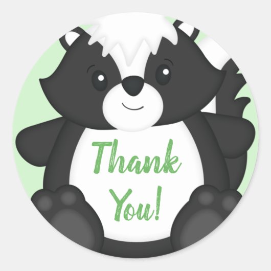 Skunk Baby shower Green Ronde Sticker (Voorkant)