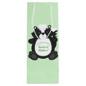 Skunk Baby shower Green Wijn Cadeautas (Achterkant)