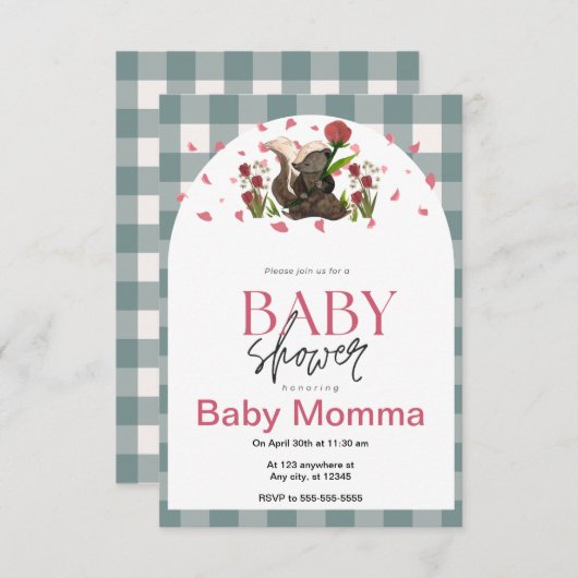 Skunk Baby shower Invitation Kaart (Voorkant / Achterkant)