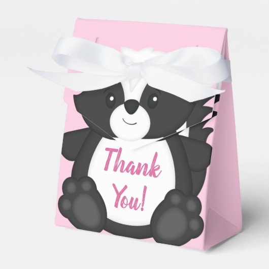 Skunk Baby shower Roze Bedankdoosjes (Voorkant Zijde)