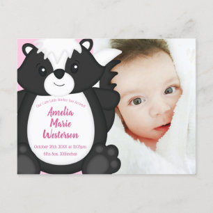 Skunk Baby shower Roze Briefkaart