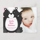 Skunk Baby shower Roze Briefkaart (Voorkant)