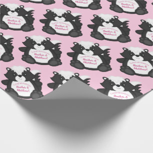 Skunk Baby shower Roze Cadeaupapier