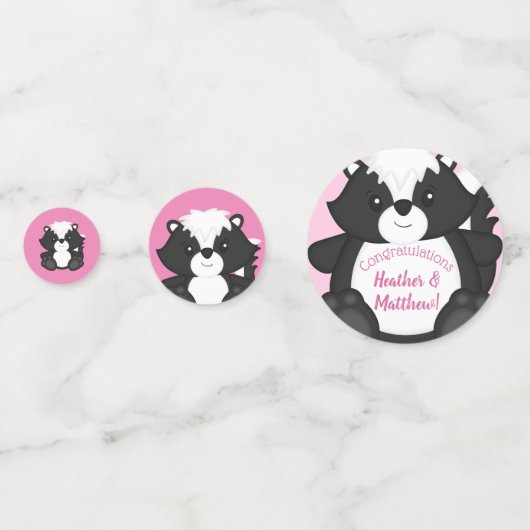 Skunk Baby shower Roze Confetti (Voorkanten)
