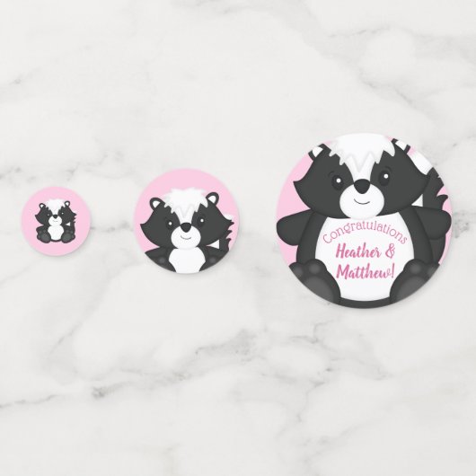 Skunk Baby shower Roze Confetti (Achterkanten)