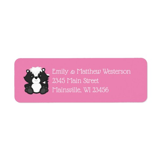 Skunk Baby shower Roze Etiket (Voorkant)