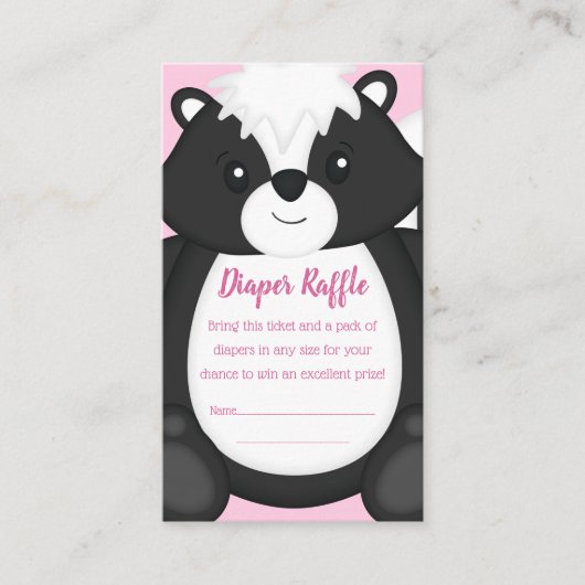 Skunk Baby shower Roze Informatiekaartje (Voorkant)