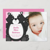 Skunk Baby shower Roze Kaart (Voorkant / Achterkant)
