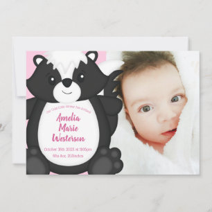 Skunk Baby shower Roze Kaart