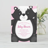 Skunk Baby shower Roze Kaart (Staand voorkant)