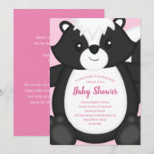 Skunk Baby shower Roze Kaart (Voorkant / Achterkant)