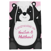 Skunk Baby shower Roze Medium Cadeauzakje (Voorkant)