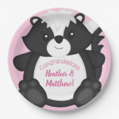 Skunk Baby shower Roze Papieren Bordje (Voorkant)