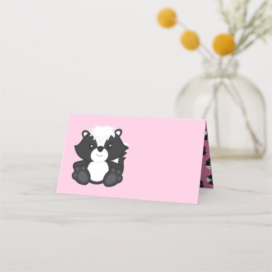 Skunk Baby shower Roze Plaatskaartje (Voorkant)