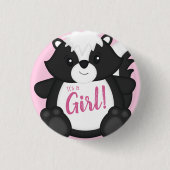 Skunk Baby shower Roze Ronde Button 3,2 Cm (Voorkant)