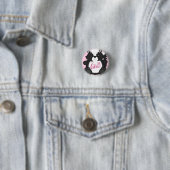 Skunk Baby shower Roze Ronde Button 3,2 Cm (In situ)