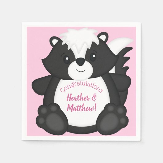Skunk Baby shower Roze Servet (Voorkant)
