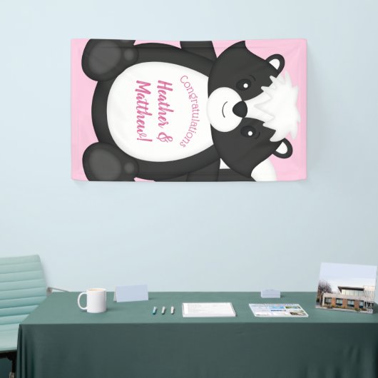 Skunk Baby shower Roze Spandoek (Beurs)