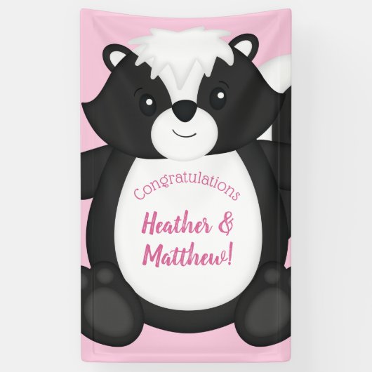 Skunk Baby shower Roze Spandoek (Verticaal)