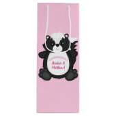 Skunk Baby shower Roze Wijn Cadeautas (Voorkant)