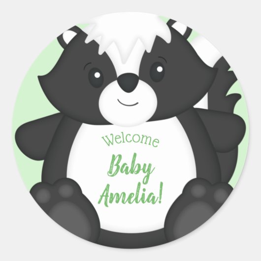 Skunk Baby shower Woodland Animals Ronde Sticker (Voorkant)