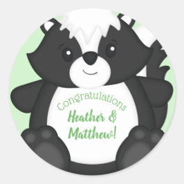 Skunk Baby shower Woodland Animals Ronde Sticker