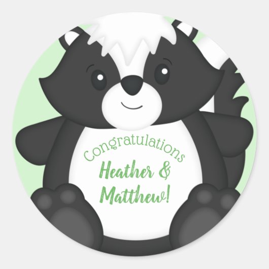 Skunk Baby shower Woodland Animals Ronde Sticker (Voorkant)